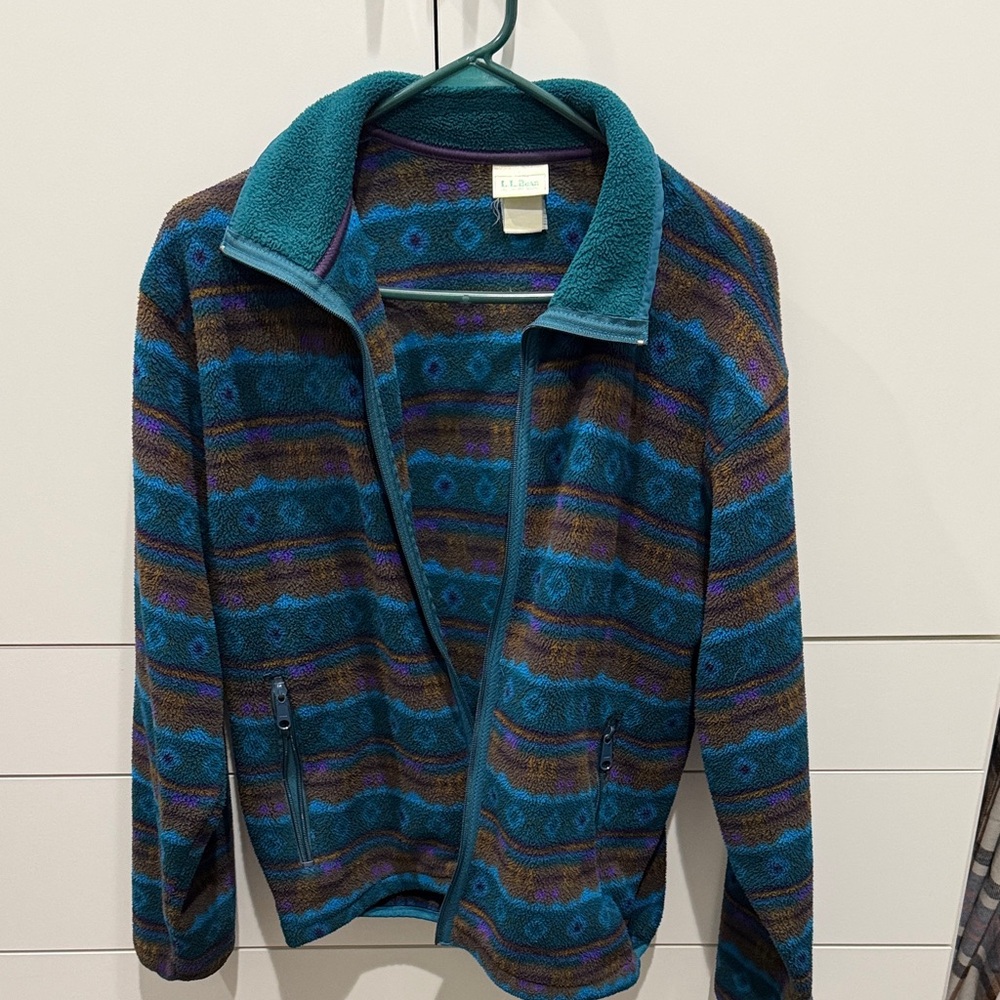 L.L. Bean Teal and Brown Patterned Jacket